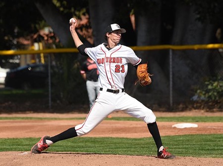 Brett Vansant threw the first complete game by a Vaquero this year and struck out a season-high 10. (Photo by Ken Sciallo / Sevilla Photography)