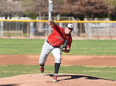 Jayden Metz pitched the first 4 1/3 innings, allowing two runs on five hits. (Photo by Ken Sciallo / Sevilla Photography)
