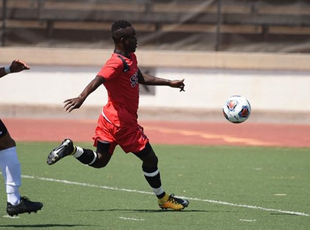 Ameyawu Muntari, a freshman from Ghana, scored SBCC's first PK of the year. He's second on the scoring chart with 19 points in 10 games. (Photo by Ken Sciallo / Sevilla Photography)