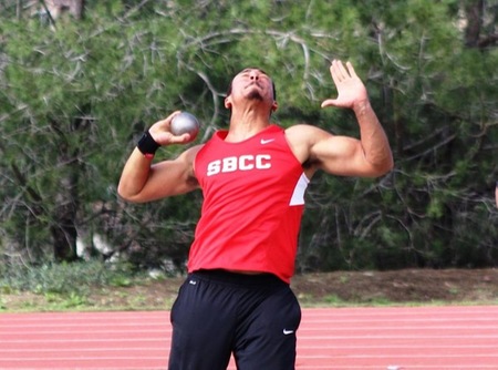 Edward Jones captured the shot put at 13.41 meters and took second in the discus. (Photo by Scott Fickerson)